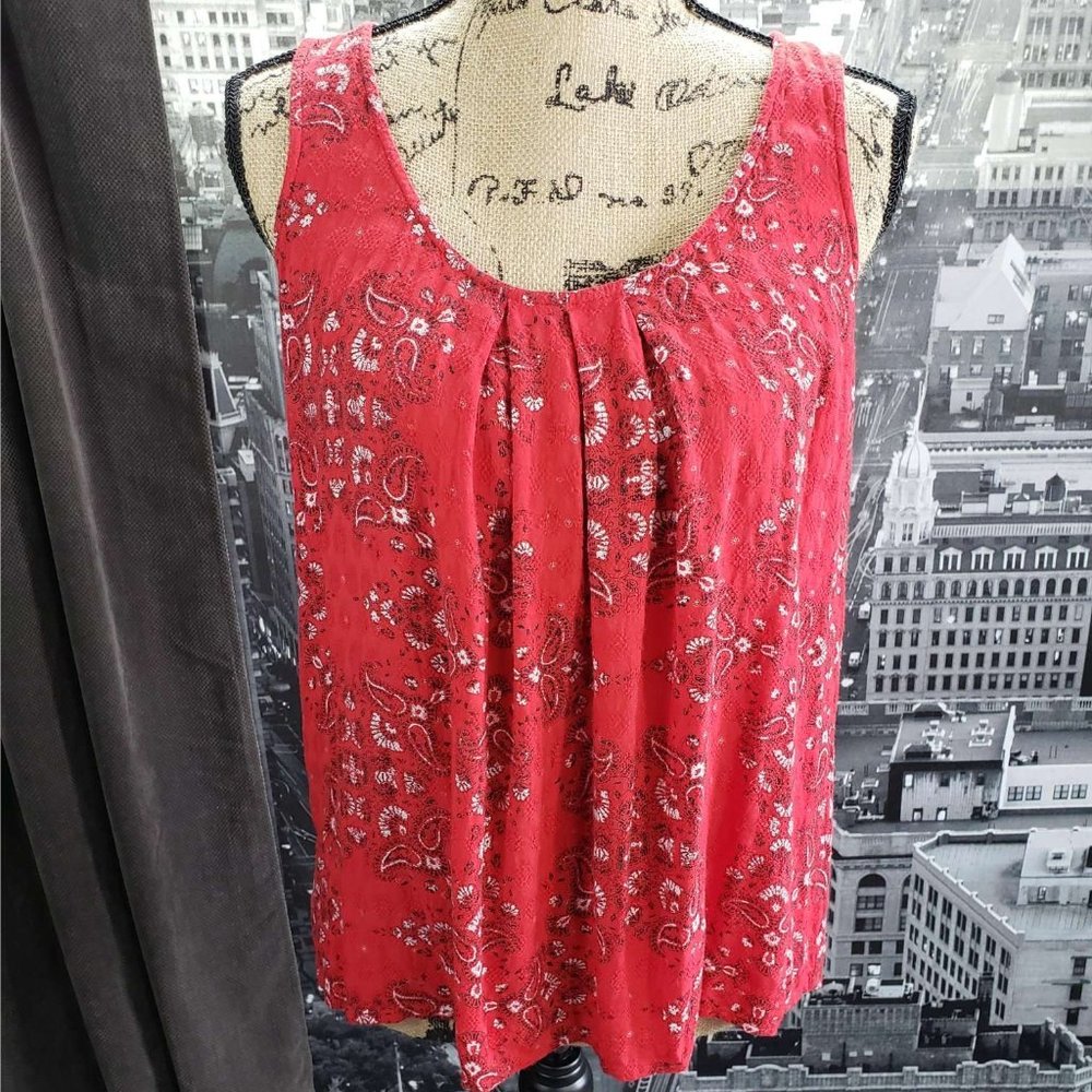 Lucky Brand Paisley Red Tank Ladies Small
